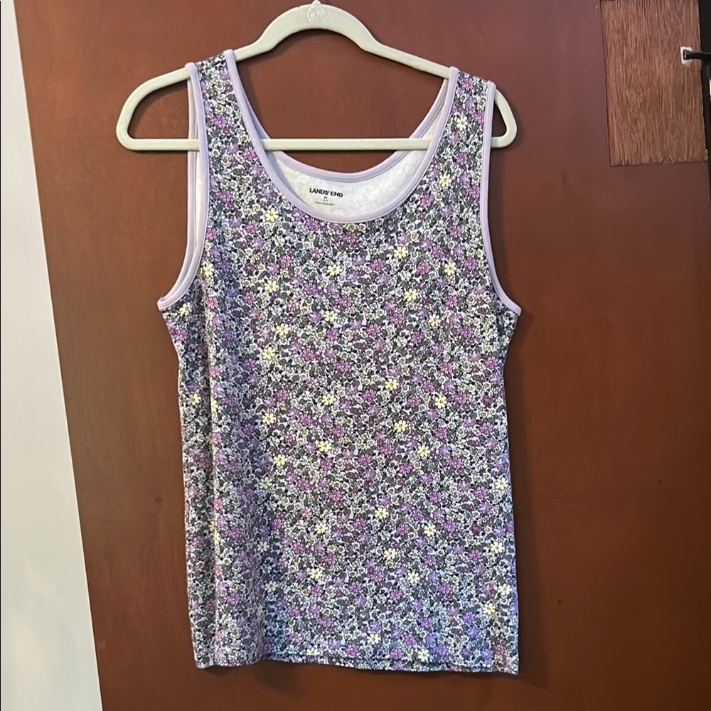 Lands End Purple Floral Tank Top